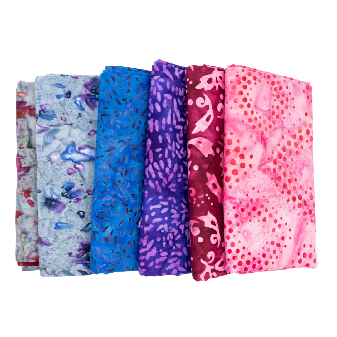 Various Batik Half Yard Bundle Multi 6 Pieces - Nebraska Quilt Company - Various Batik Half Yard Bundle Multi 6 Pieces
