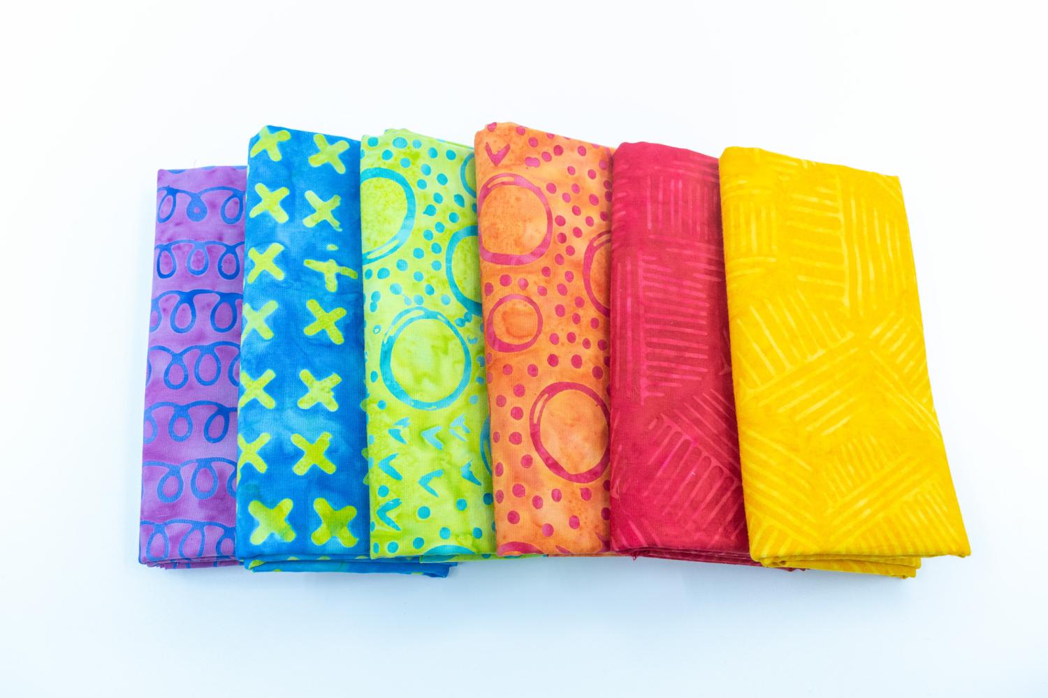 Various Batiks Half Yard Bundle Multi 6 Pieces - Nebraska Quilt Company - PC260032