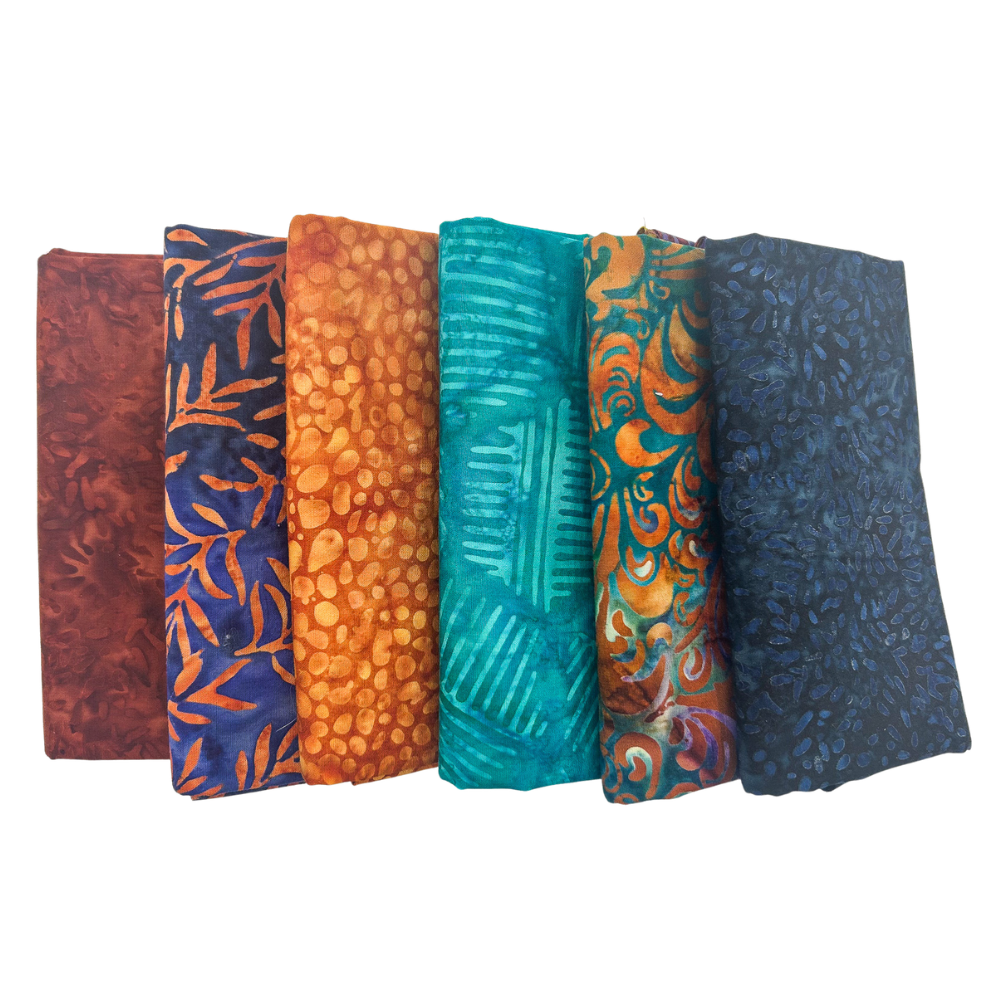 Various Batiks Half Yard Bundle Multi V.6 6 Pieces - Nebraska Quilt Company - Various Batiks Half Yard Bundle Multi V.6 6 Pieces
