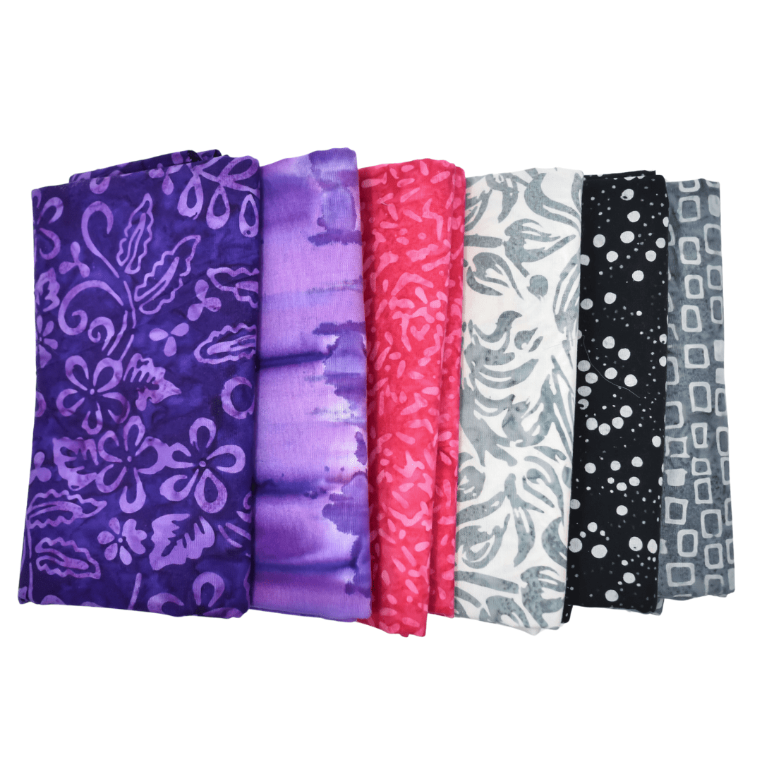 Various Batiks Half Yard Bundle Purples/Pink 6 Pieces - Nebraska Quilt Company - Various Batiks Half Yard Bundle Purples/Pink 6 Pieces