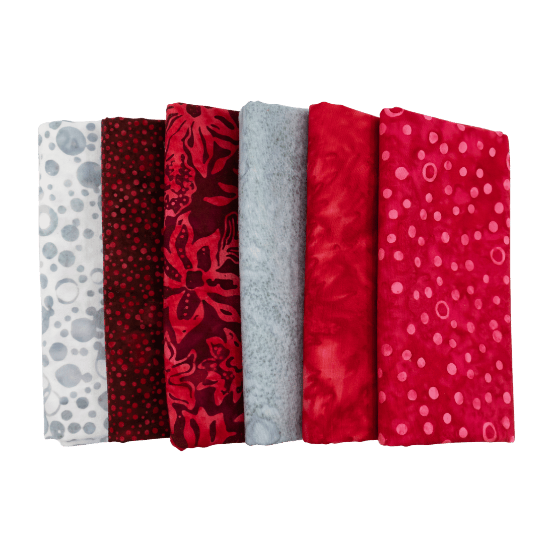 Various Batiks Half Yard Bundle Red/Neutrals Multi 6 Pieces - Nebraska Quilt Company - Various Batiks Half Yard Bundle Red/Neutrals Multi 6 Pieces