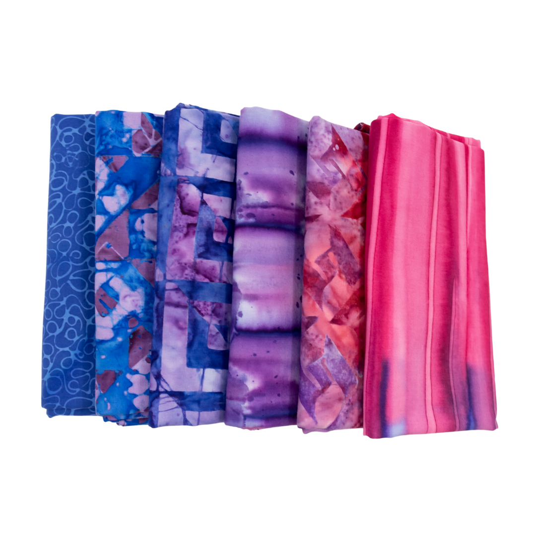 Various Batk Half Yard Bundle Blues/Purples 6 Pieces - Nebraska Quilt Company - Various Batk Half Yard Bundle Blues/Purples 6 Pieces