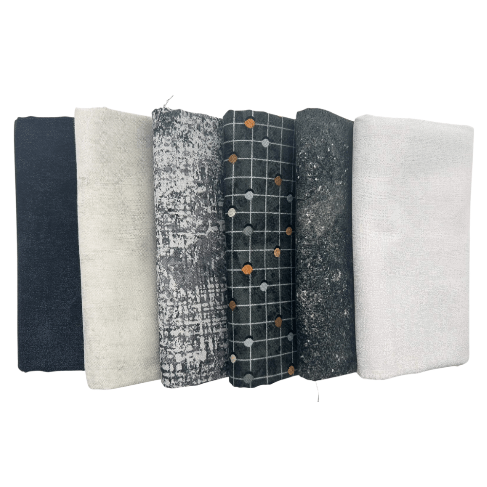 Various Cotton Half Yard Bundle Black White Gray 6 Pieces - Nebraska Quilt Company - Various Cotton Half Yard Bundle Black White Gray 6 Pieces