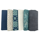 Various Cotton Half Yard Bundle Teal Blue and Cream 6 Pieces - Nebraska Quilt Company - Various Cotton Half Yard Bundle Teal Blue and Cream 6 Pieces