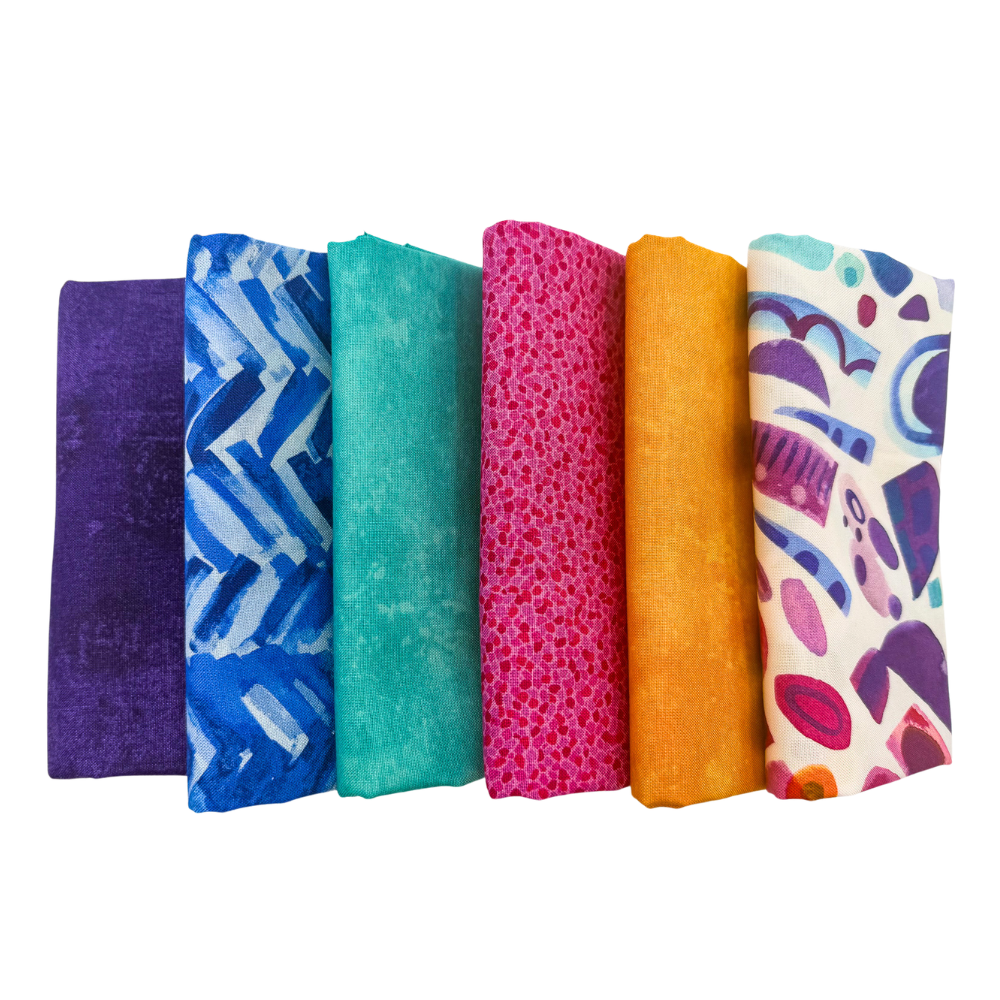 Various Fabrics Half Yard Bundle Bright Colors 6 Pieces - Nebraska Quilt Company - PC260850
