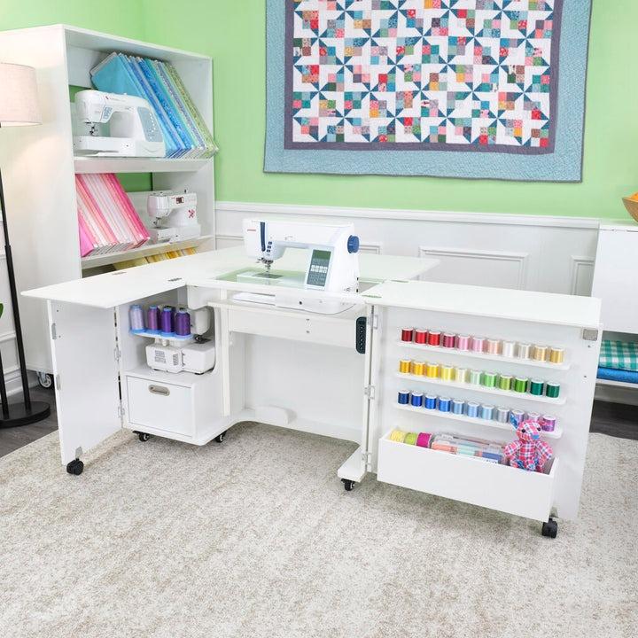 Wallaby Dual Rail Electric Sewing Cabinet Ash White - Nebraska Quilt Company - SCK8411EL