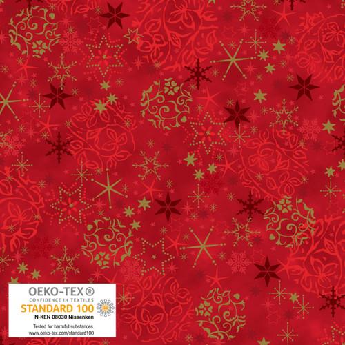 We Love Christmas Balls & Snowflakes Metallic Red - 4592M - 400 - Blank Quilting - Nebraska Quilt Company - F2403013