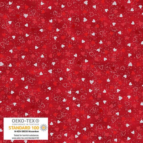 We Love Christmas Hearts Metallic Red - 4592M - 424 - Blank Quilting - Nebraska Quilt Company - F2403042