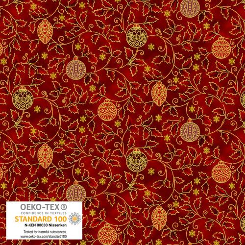 We Love Christmas Holly & Christmas Ball Red - 4592M - 003 - Blank Quilting - Nebraska Quilt Company - F2403060