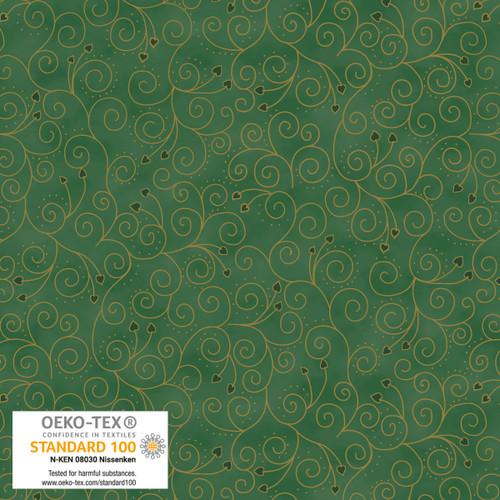 We Love Christmas Ornaments with Hearts Metallic Green - 4592M - 812 - Blank Quilting - Nebraska Quilt Company - F2403045