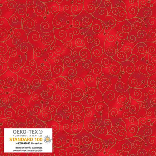 We Love Christmas Ornaments with Hearts Metallic Red - 4592M - 413 - Blank Quilting - Nebraska Quilt Company - F2403037