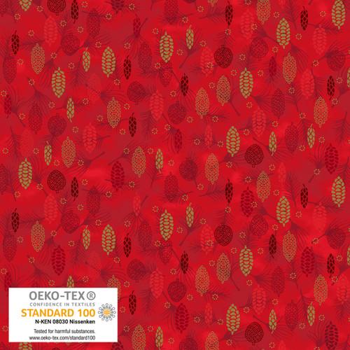 We Love Christmas Pine Cones Metallic Red - 4592M - 412 - Blank Quilting - Nebraska Quilt Company - F2403049
