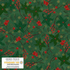We Love Christmas Poinsetties & Hollies Metallic Green - 1 Yard Cut - Verified! - 4592M - 803 - Blank - Nebraska Quilt Company - F2402994