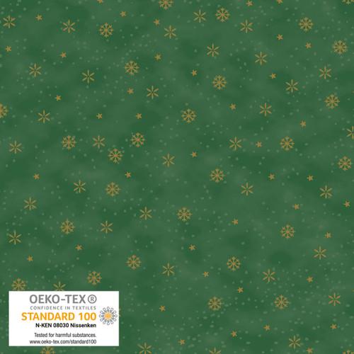 We Love Christmas Snowflakes Metallic Green - 4592M - 810 - Blank Quilting - Nebraska Quilt Company - F2403059