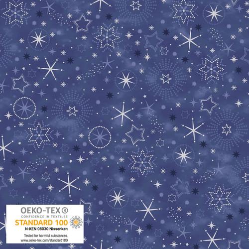 We Love Christmas Stars & Snowflakes Metallic Blue - 4592M - 602 - Blank Quilting - Nebraska Quilt Company - F2403033