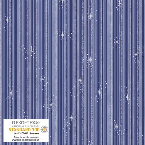 We Love Christmas Stripe Metallic Blue - 4592M - 615 - Blank Quilting - Nebraska Quilt Company - F2402997