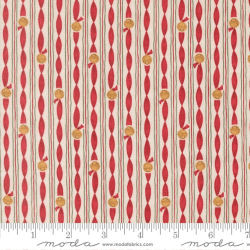 When Snow Falls Jingle Bell Stripes Snowy White - 56176 11 - Moda Fabrics - Nebraska Quilt Company - F261763