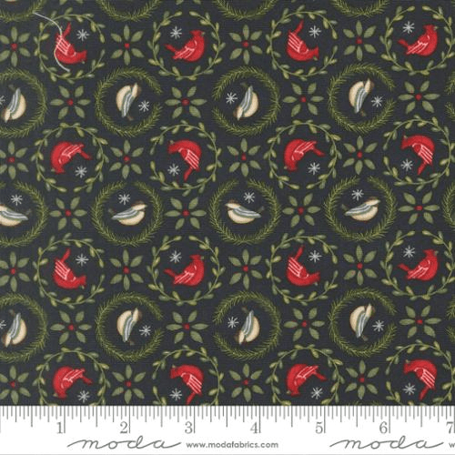When Snow Falls Tiny Birds In Wreaths Night Sky - 56173 13 - Moda Fabrics - Nebraska Quilt Company - F261747