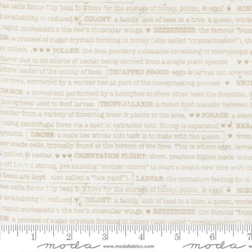 Wild Honey Buzz Words Text and Words Daisy White - 5254 11 - Moda Fabrics - Nebraska Quilt Company - F2501729