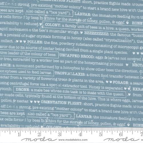 Wild Honey Buzz Words Text and Words Sky Blue - 5254 14 - Moda Fabrics - Nebraska Quilt Company - F2501731