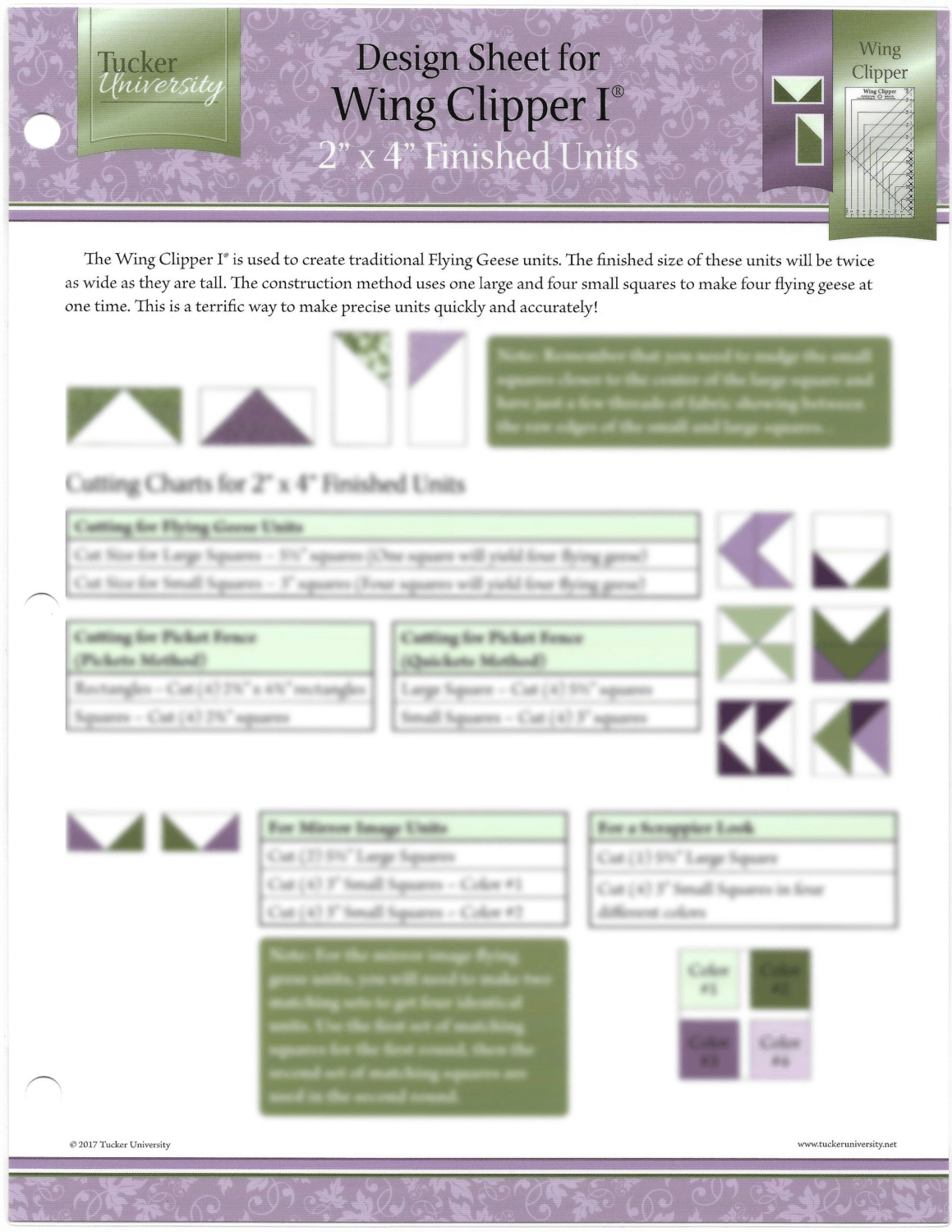 Wing Clipper I Design Sheet - Nebraska Quilt Company - PUB09468