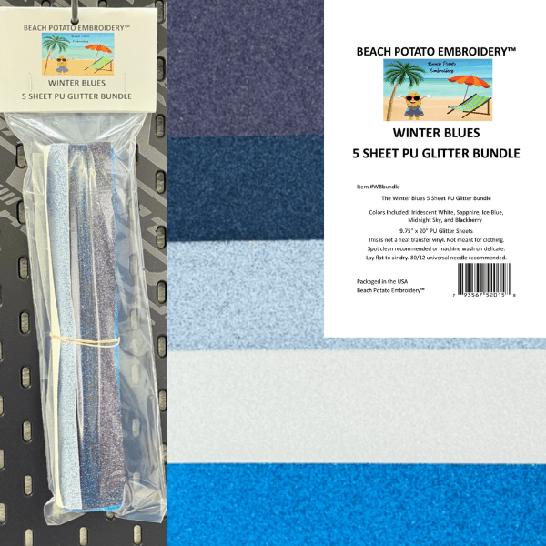 Winter Blues Sparkles Glitter Sheet Bundle 5pk - Nebraska Quilt Company - N260201