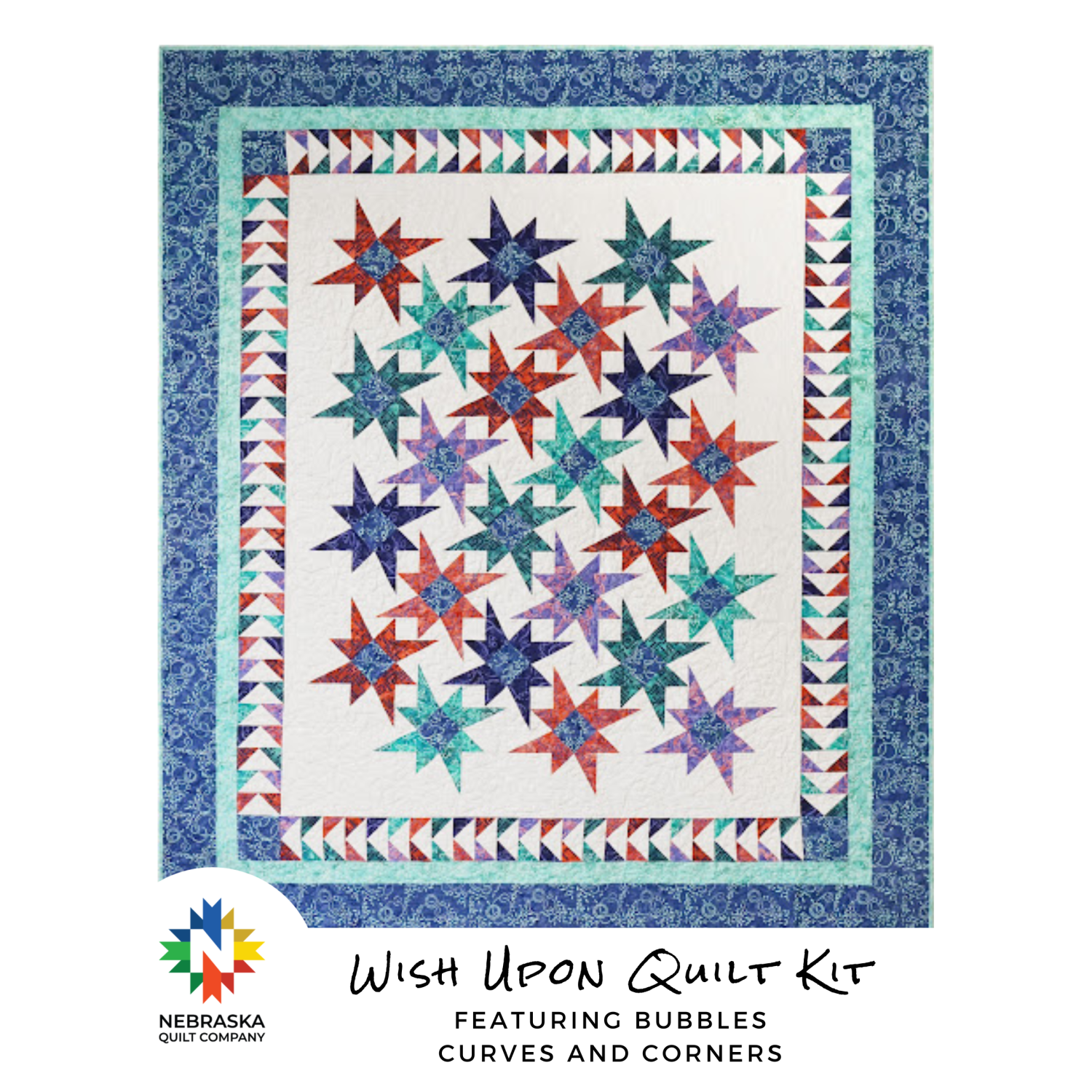 Wish Upon Quilt Kit Featuring Bubbles Curves and Corners - Nebraska Quilt Company - K2402488