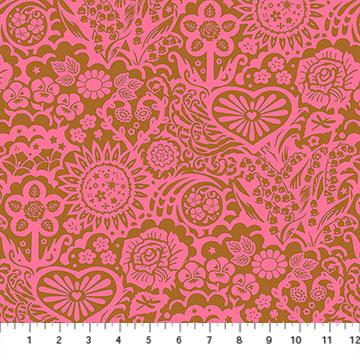 Yesterday Big Heaven Coral Pink - AMT157 - 23V - Northcott Fabrics - Nebraska Quilt Company - F251513
