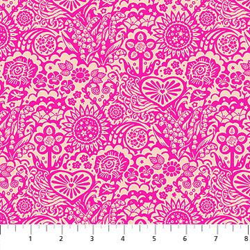 Yesterday Little Heaven Haute Pink - AMT156 - 28L - Northcott Fabrics - Nebraska Quilt Company - F251510