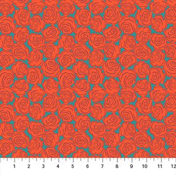 Yesterday Rosette Tomato Orange - AMT159 - 23V - Northcott Fabrics - Nebraska Quilt Company - Yesterday Rosette Tomato Orange - AMT159 - 23V - Northcott Fabrics