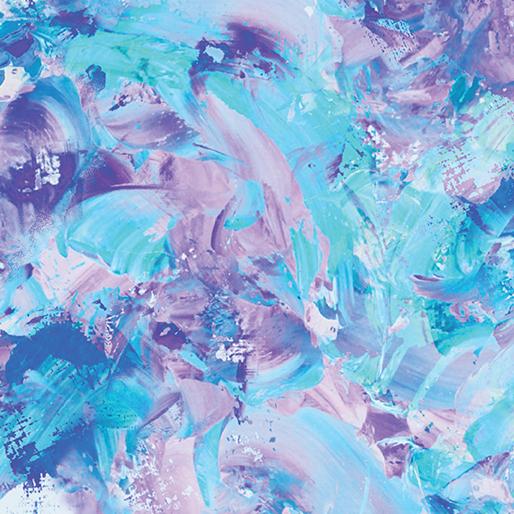 108" Wide Paint Splash Turquoise/Lilac - 14162W - 85 - Benartex - Nebraska Quilt Company - F06815