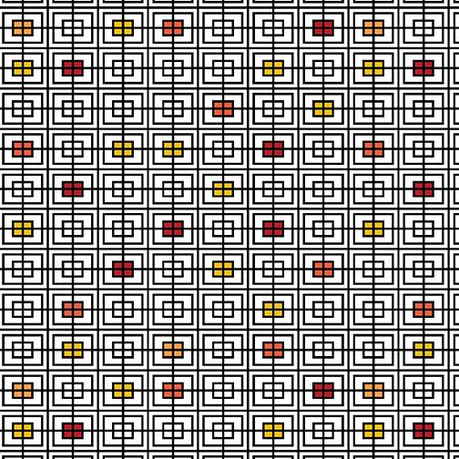 Black White & Bright Double Squares Red/Yellow