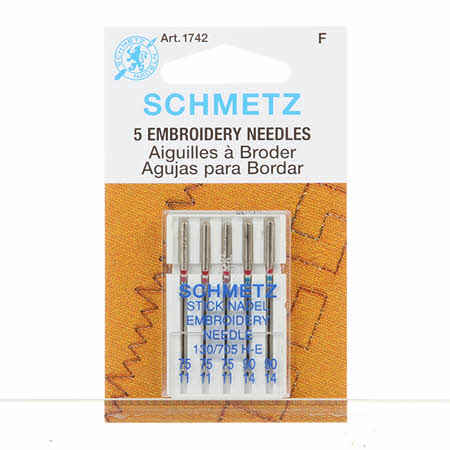 Schmetz Embroidery Machine Needles Assorted Size 75/90 1742