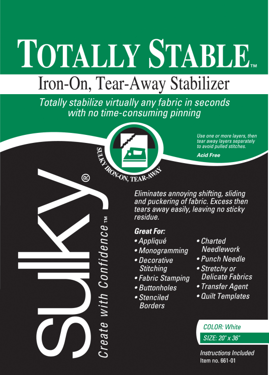 Totally Stable Iron On Tear Away Stabilizer White 20" x 1yd 661-01