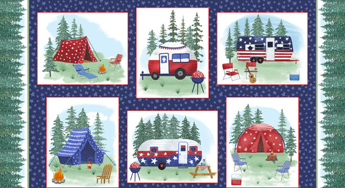 Camp USA Dark Blue Camping Blocks - CAMPUSA - B - 3060 - 77 - Blank Quilting - Nebraska Quilt Company - F04270
