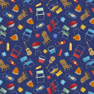 Camp USA Dark Blue Camping Motifs - CAMPUSA - B - 3062 - 77 - Blank Quilting - Nebraska Quilt Company - F04274