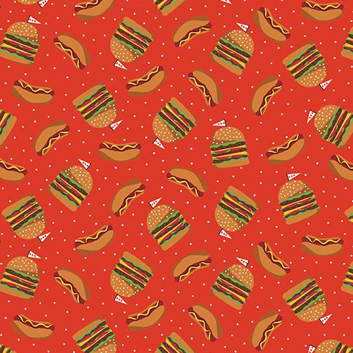 Chillin & Grillin Hot Dogs & Burgers Red - 14360 - 10 - Benartex - Nebraska Quilt Company - F07754