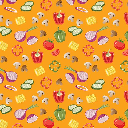 Chillin & Grillin Veggie Medley Black - 14357 - 12 - Benartex - Nebraska Quilt Company - F07748