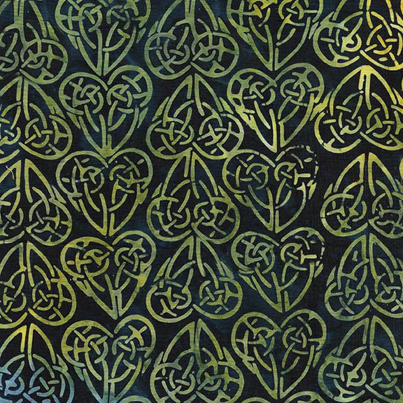 Citron Breeze Celtic Hearts Blue Navy - 112301585 - Island Batik - Nebraska Quilt Company - F06448