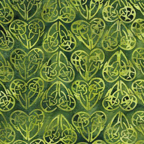 Citron Breeze Celtic Hearts Green Gecko - 112301650 - Island Batik - Nebraska Quilt Company - F06457