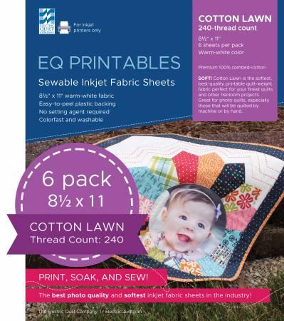 EQ Printables Cotton Lawn Sewable Inkjet Fabric Sheets 240ct - Nebraska Quilt Company - N13396