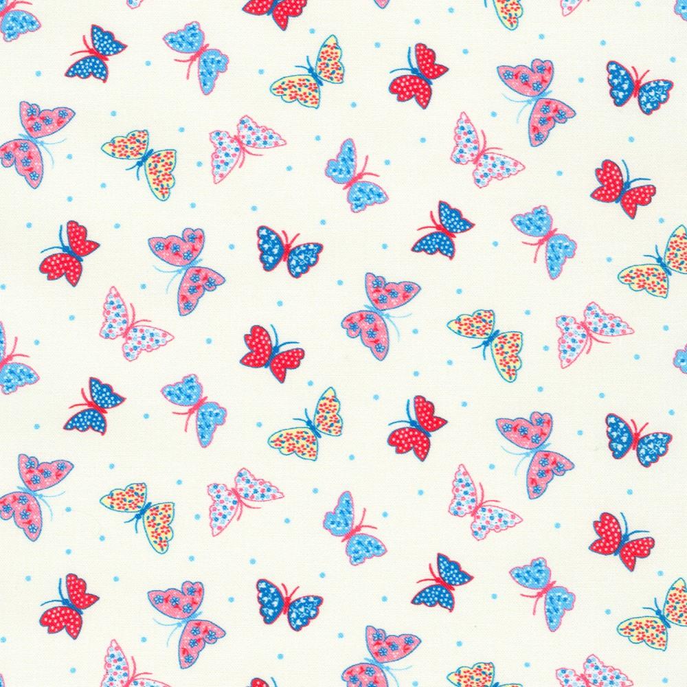 Flowerhouse All a Flutter Vintage White Butterflies - FLHD - 21648 - 83 - Robert Kaufman - Nebraska Quilt Company - F05389