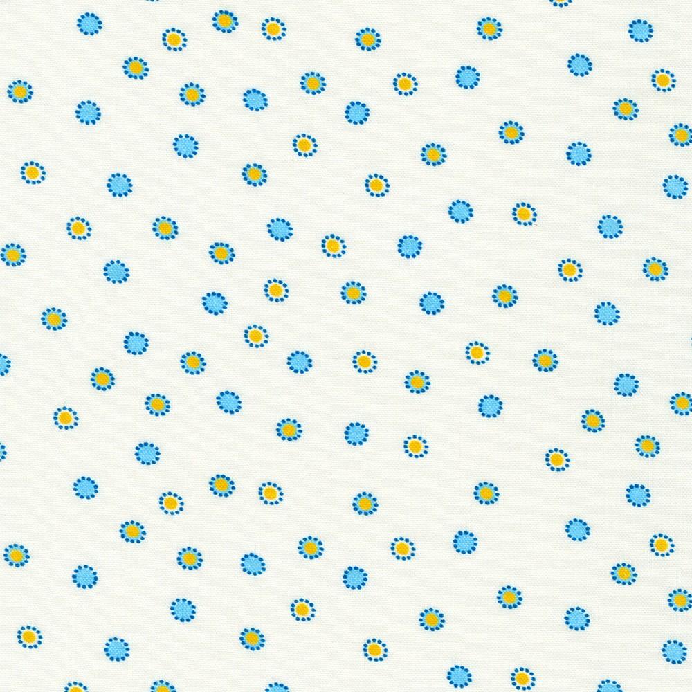 Flowerhouse: At the Cottage Spotted Flowers Blue - FLHD - 22081 - 4 - Robert Kaufman - Nebraska Quilt Company - F06364
