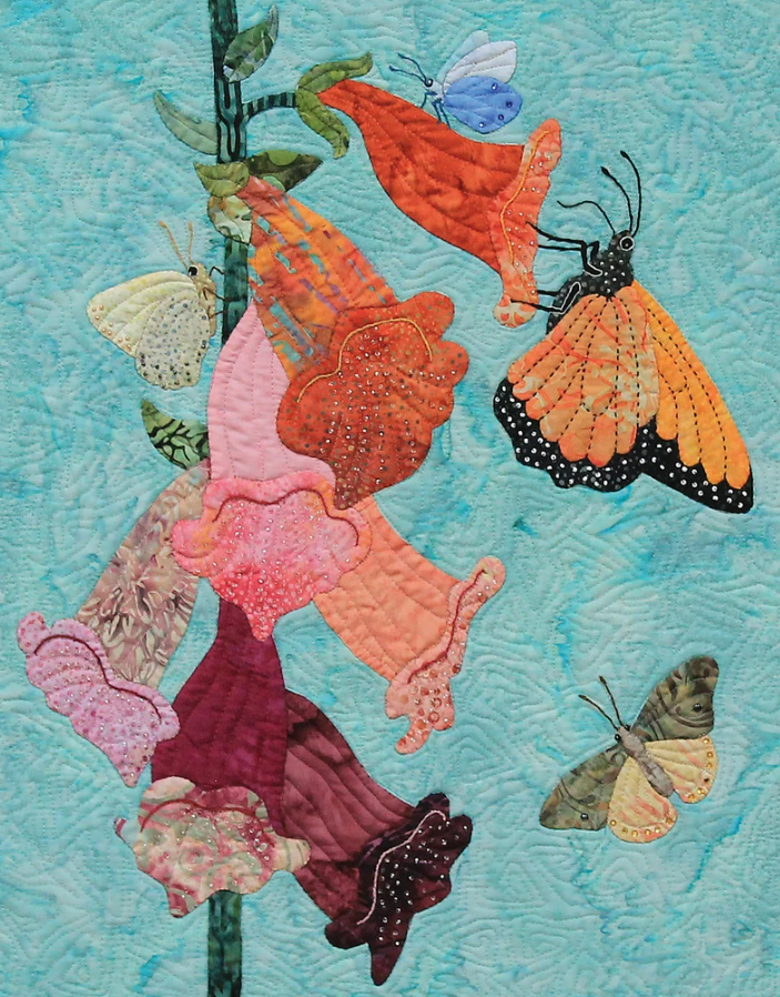 Foxglove Flutter June Machine Embroidery USB - Nebraska Quilt Company - PUB19399