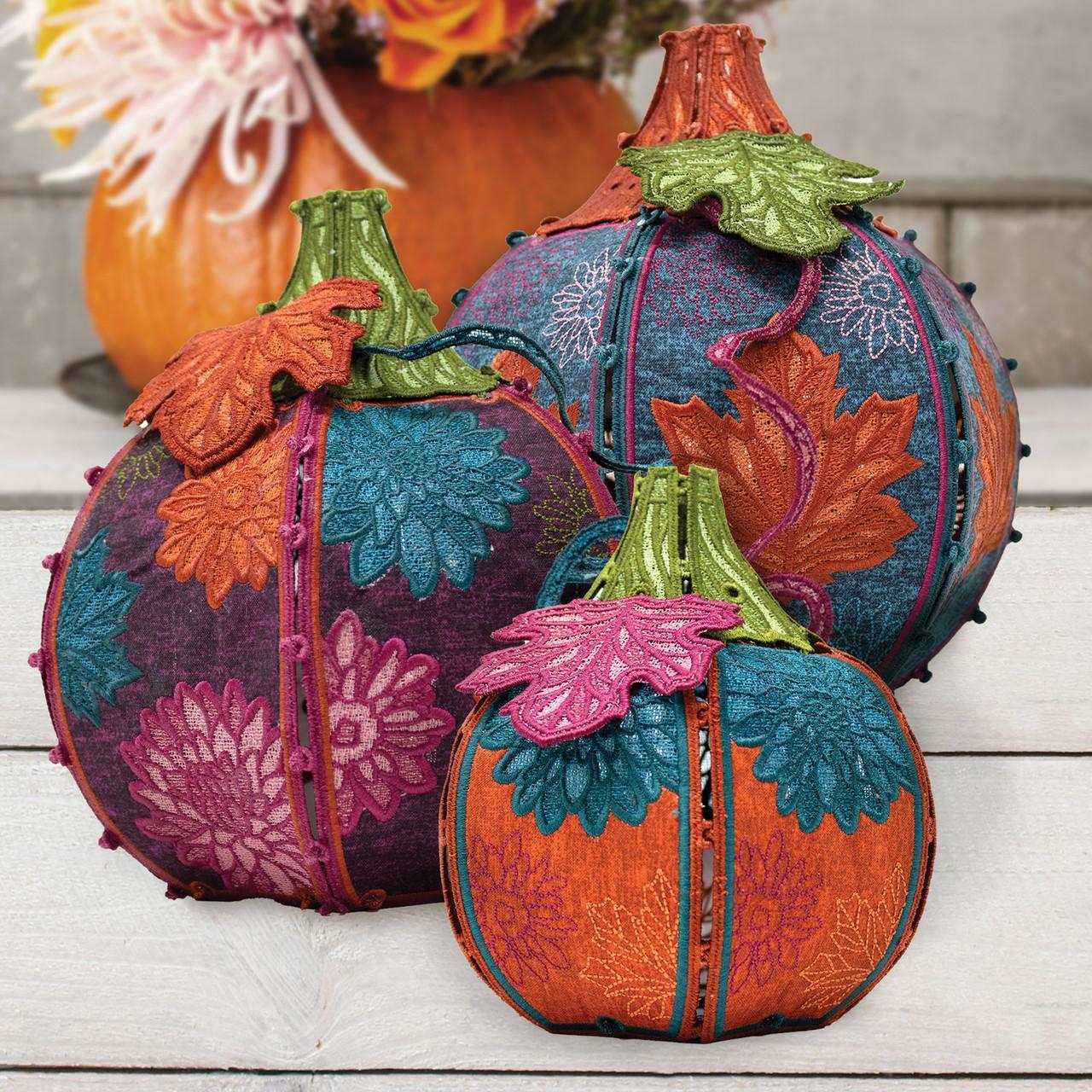 Freestanding Fall Floral Pumpkins Machine Embroidery CD - Nebraska Quilt Company - PUB01292