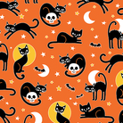 Glow - O - Ween Spooky CatsOrange - 12956G37BV15 - Benartex - Nebraska Quilt Company - F03912