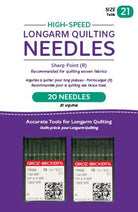 Handi Quilter High Speed Size 21 Sharp Point (R) Needles - 20 Count - Nebraska Quilt Company - AQM13252-2
