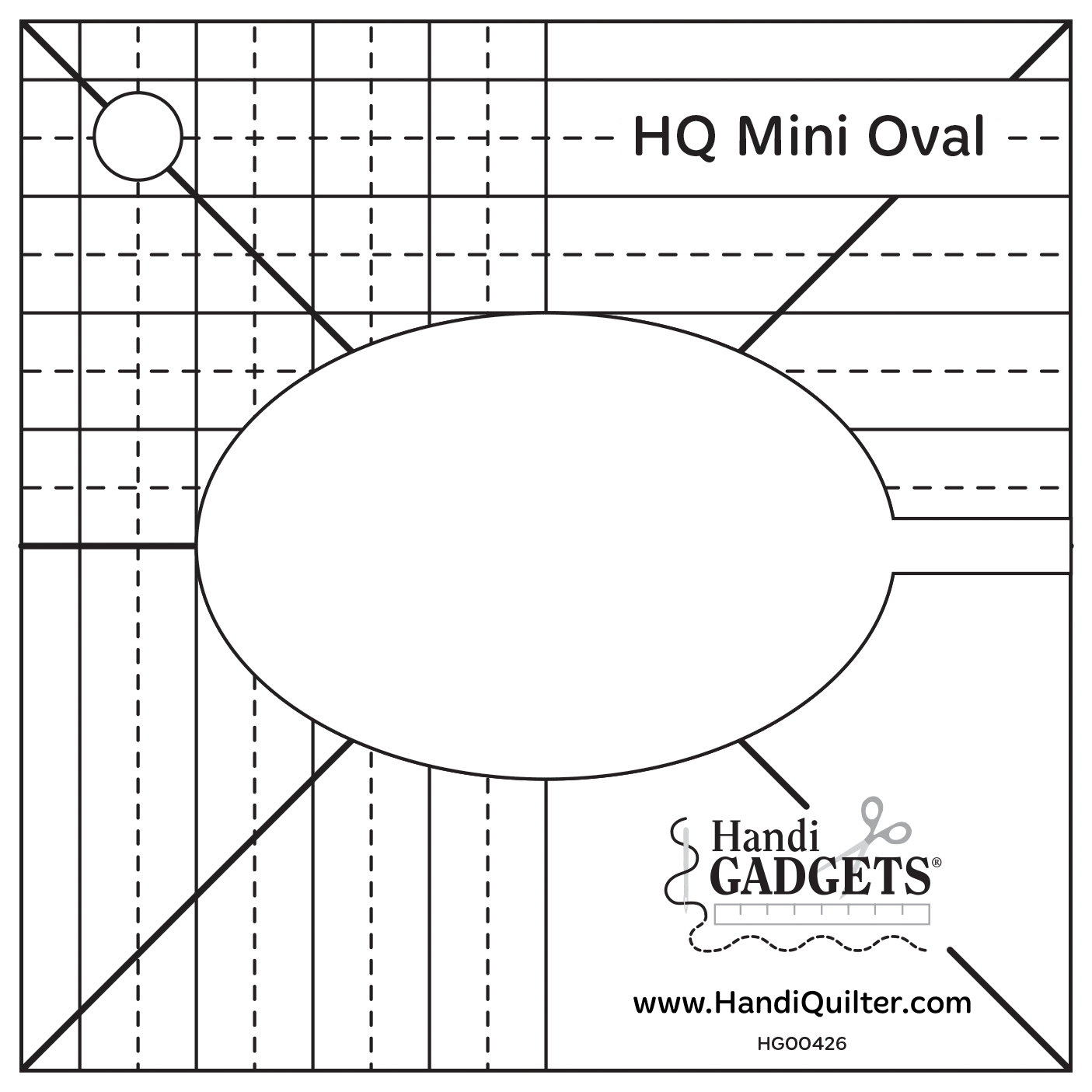Handi Quilter Mini Oval Template 2.5" x 1.5" - Nebraska Quilt Company - Handi Quilter Mini Oval Template 2.5" x 1.5"