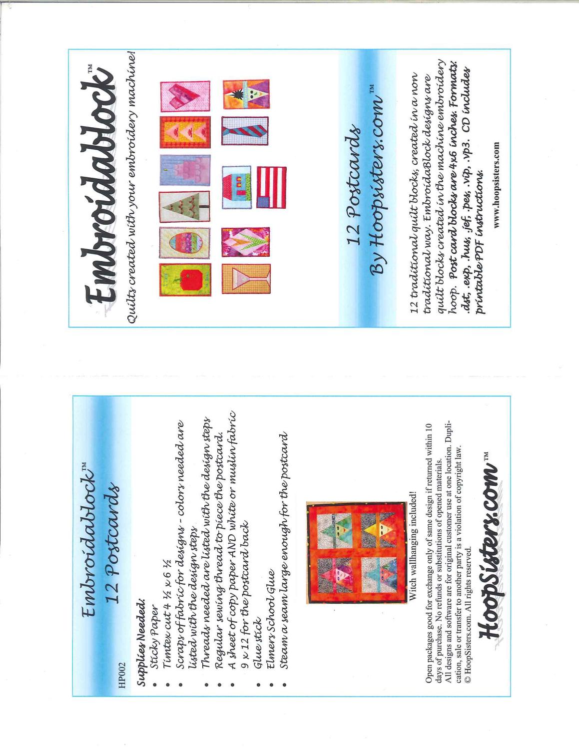 Hooped Postcards CD - Nebraska Quilt Company - PUB10133