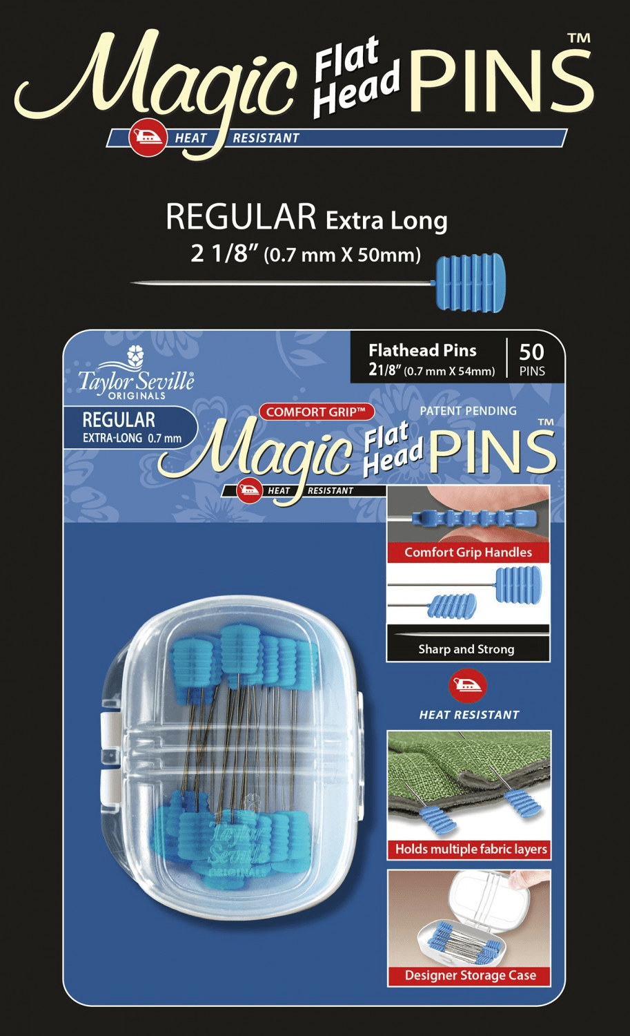 Magic Pins Flat Head Regular 50 Count - Nebraska Quilt Company - N09514
